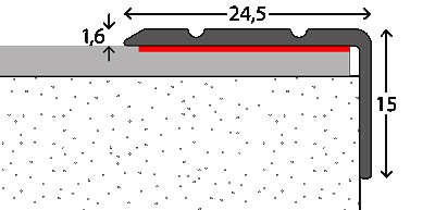 Hoekstrip 25x15 Zwart ZKL 300cm