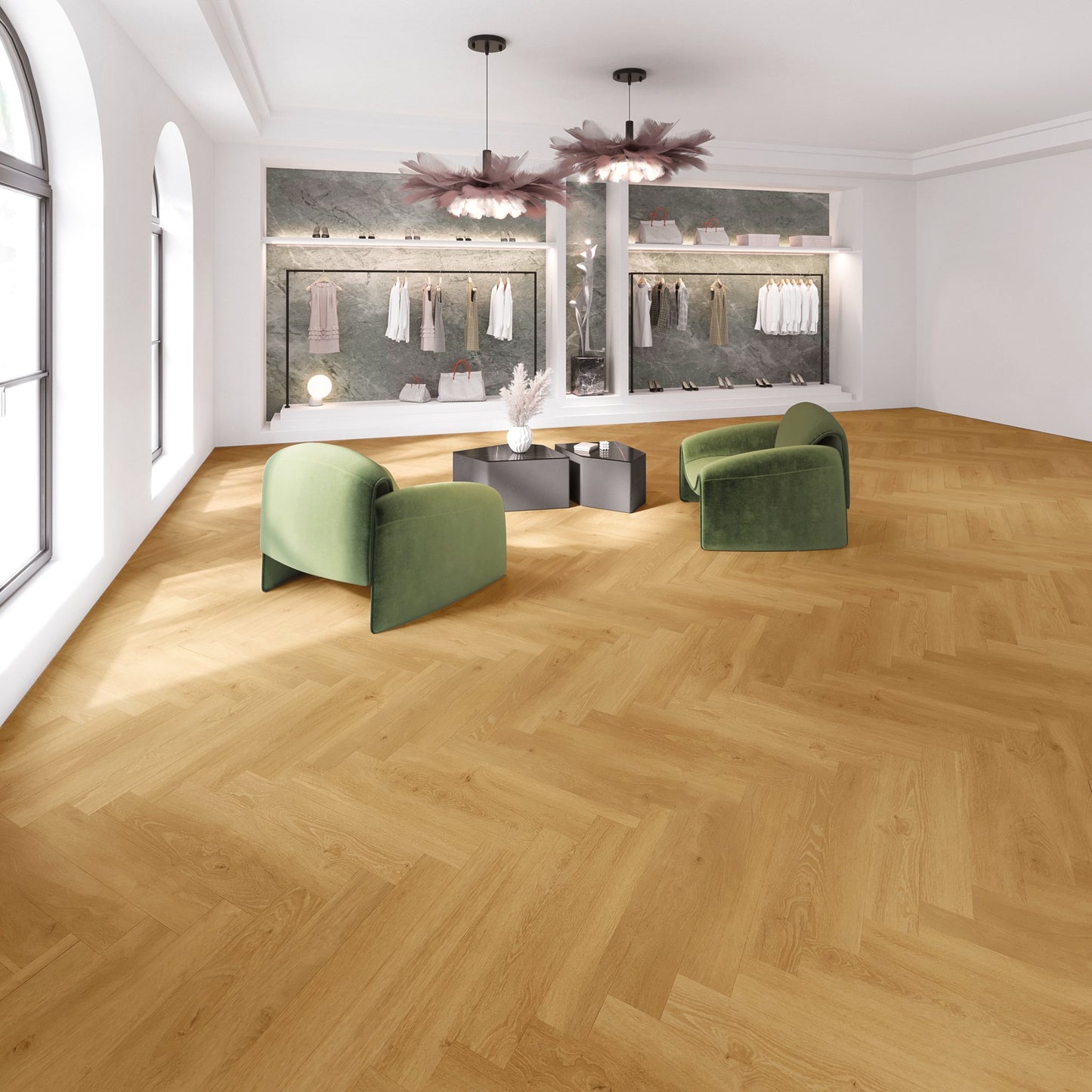 PVC visgraat vloer Oak Natural 6705 DB, sfeerimpressie interieur | Velora Floors
