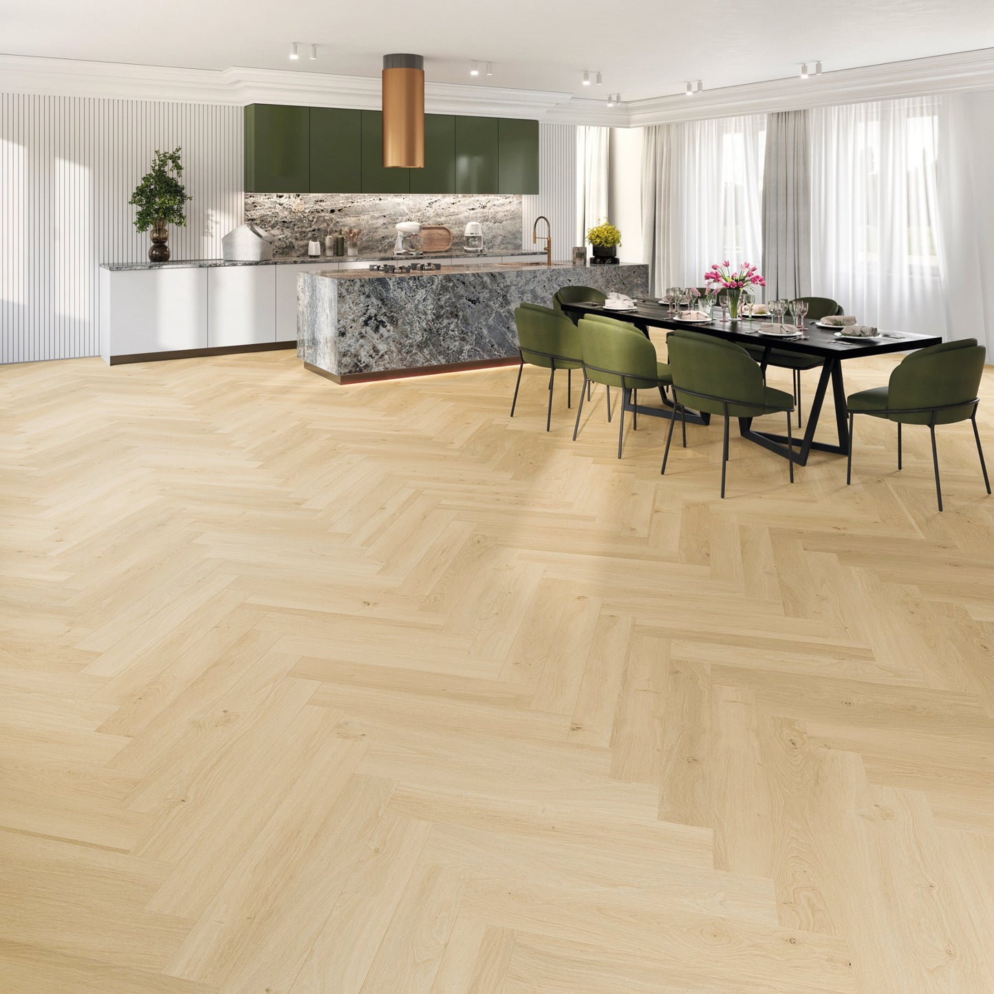 PVC visgraat vloer Oak Nordic 6703 DB, sfeerimpressie interieur | Velora Floors