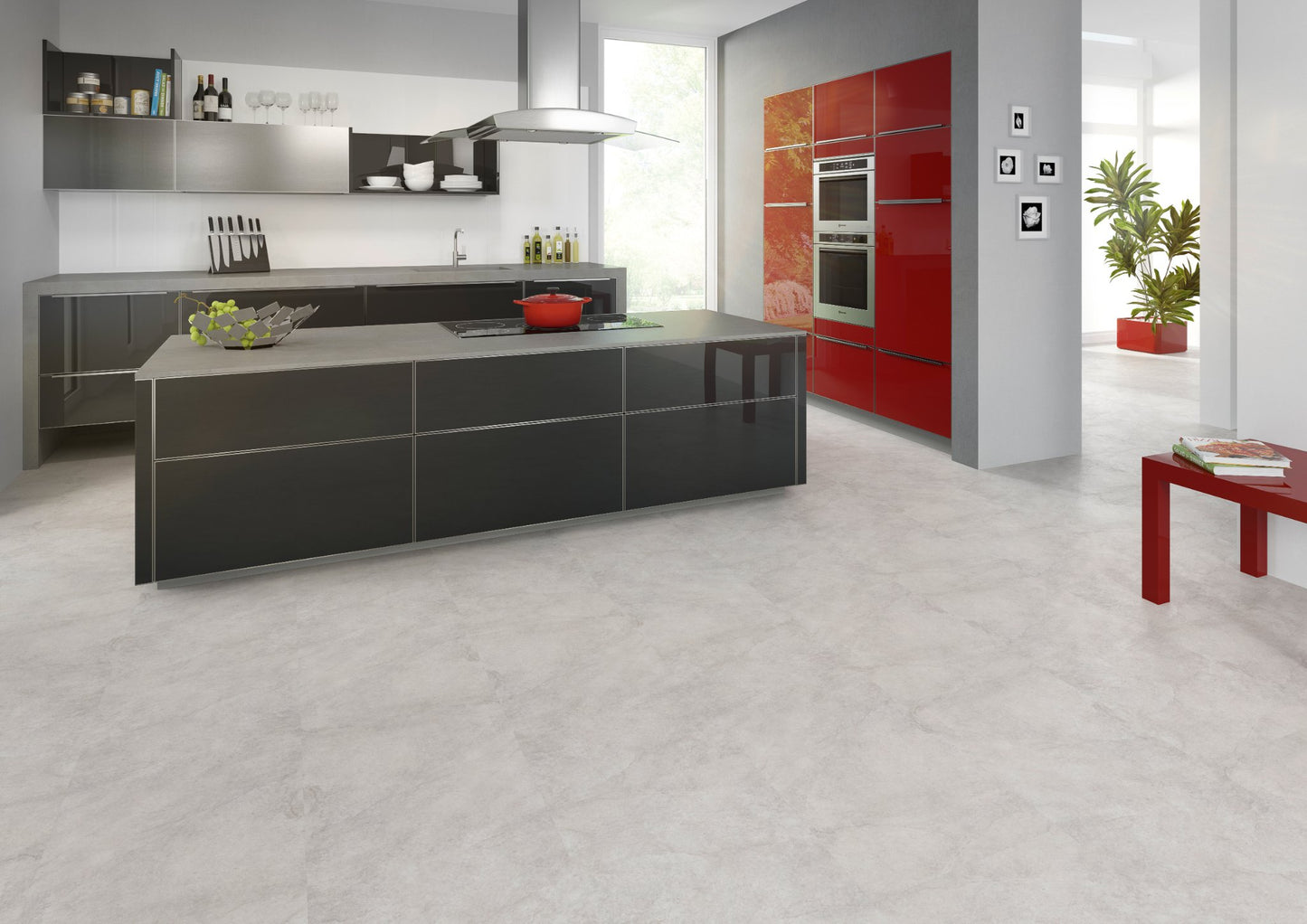 PVC vloer Tegel Light Washed Stone 2867 DB - sfeerimpressie interieur | Velora Floors