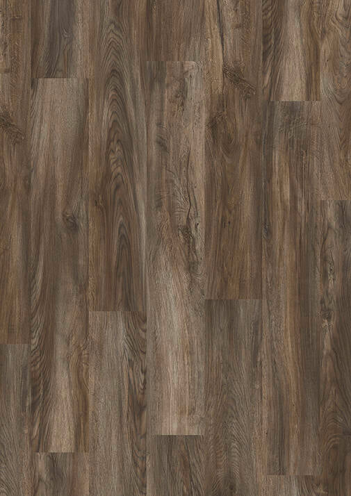 PVC vloer in de woonkamer, warme Mud Oak klik PVC plank | Velora Floors