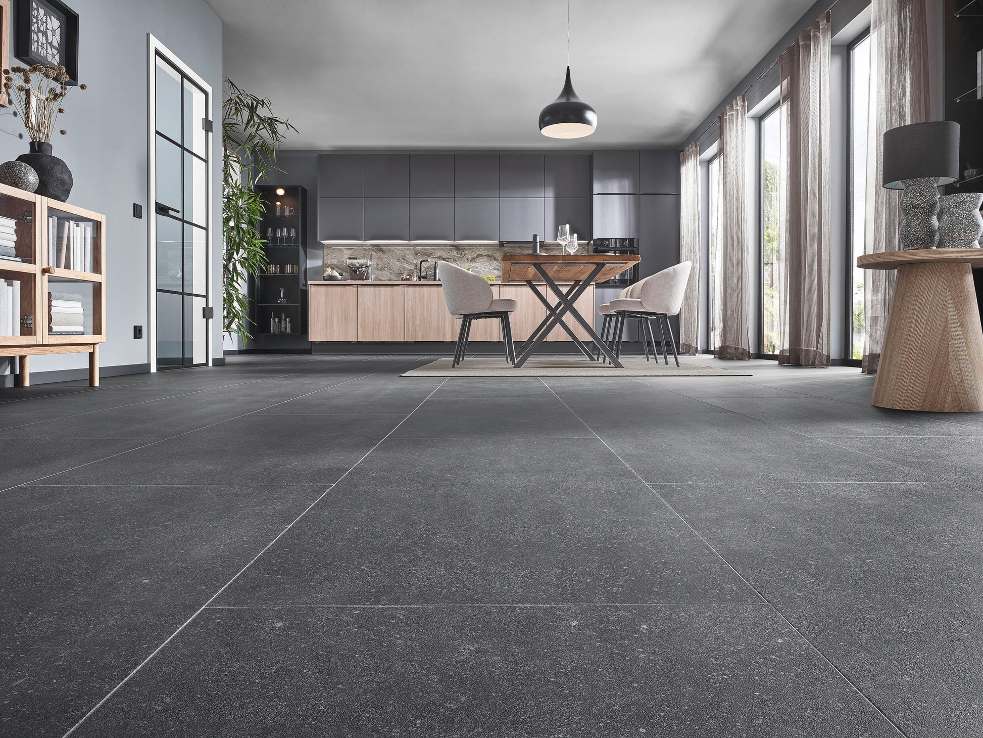 PVC vloer Black Terrazzo DB 5920 tegel – sfeerimpressie interieur | Velora Floors