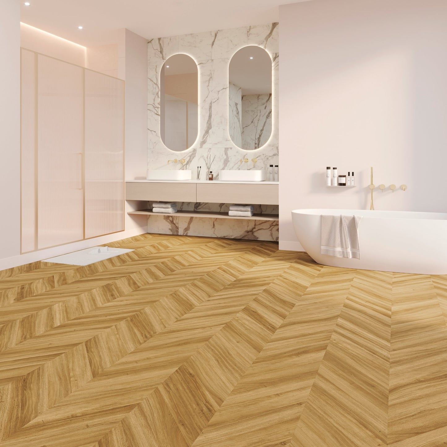 PVC vloer Hongaarse punt Amber Oak DB 5803, sfeerimpressie interieur | Velora Floors
