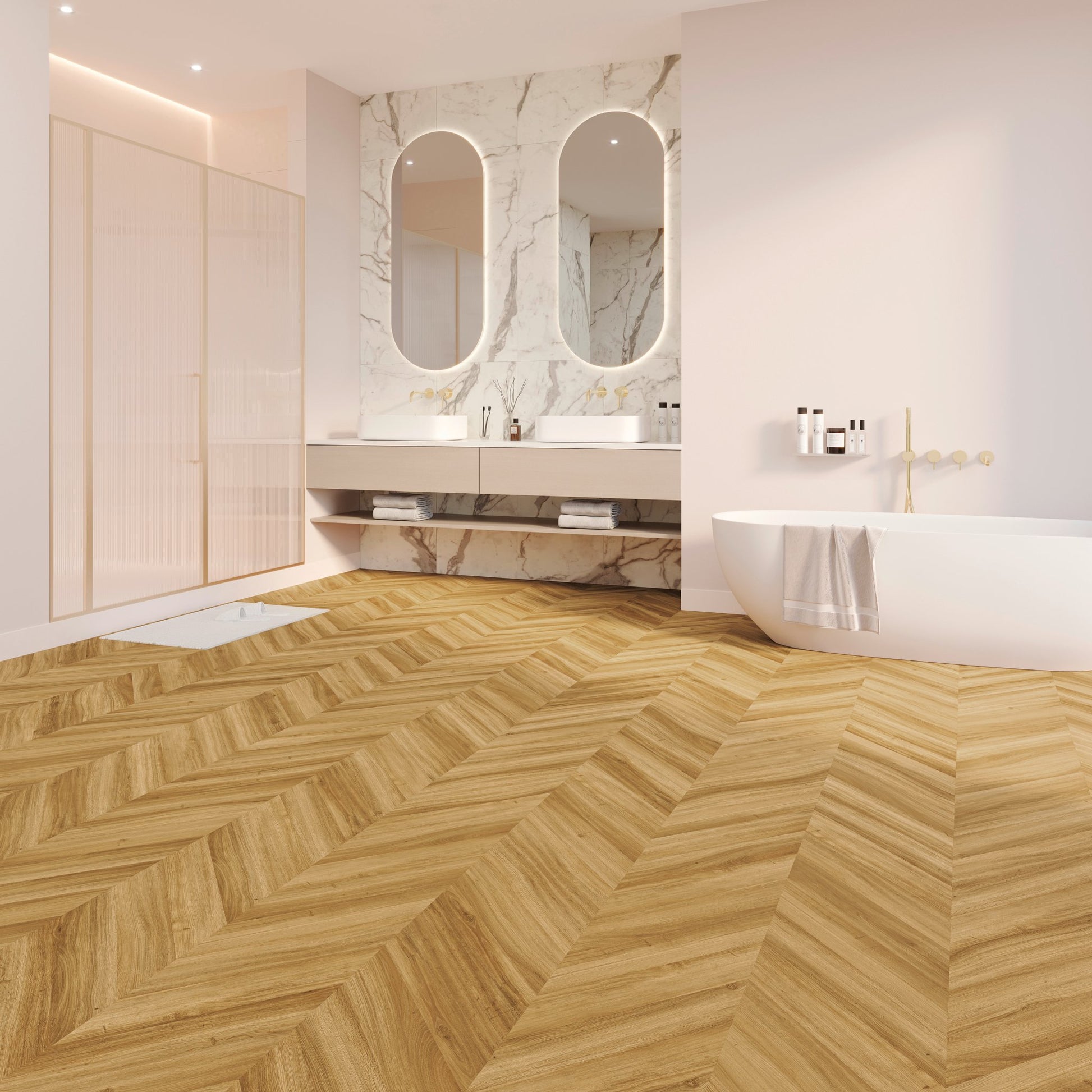 PVC vloer Hongaarse punt Amber Oak DB 5803, sfeerimpressie interieur | Velora Floors
