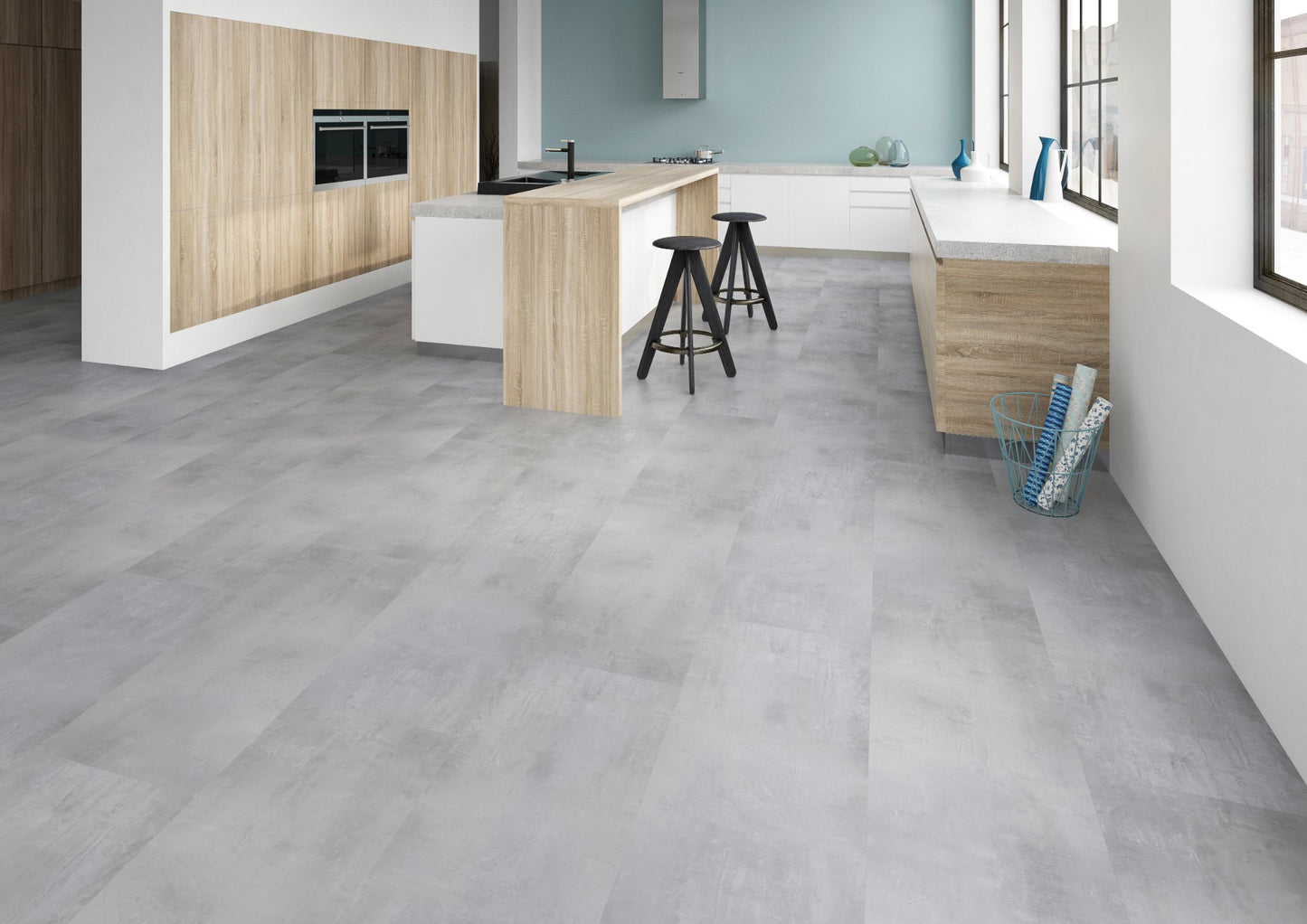 PVC vloer Tegel Bright Concrete 2865 DB – sfeerimpressie interieur | Velora Floors