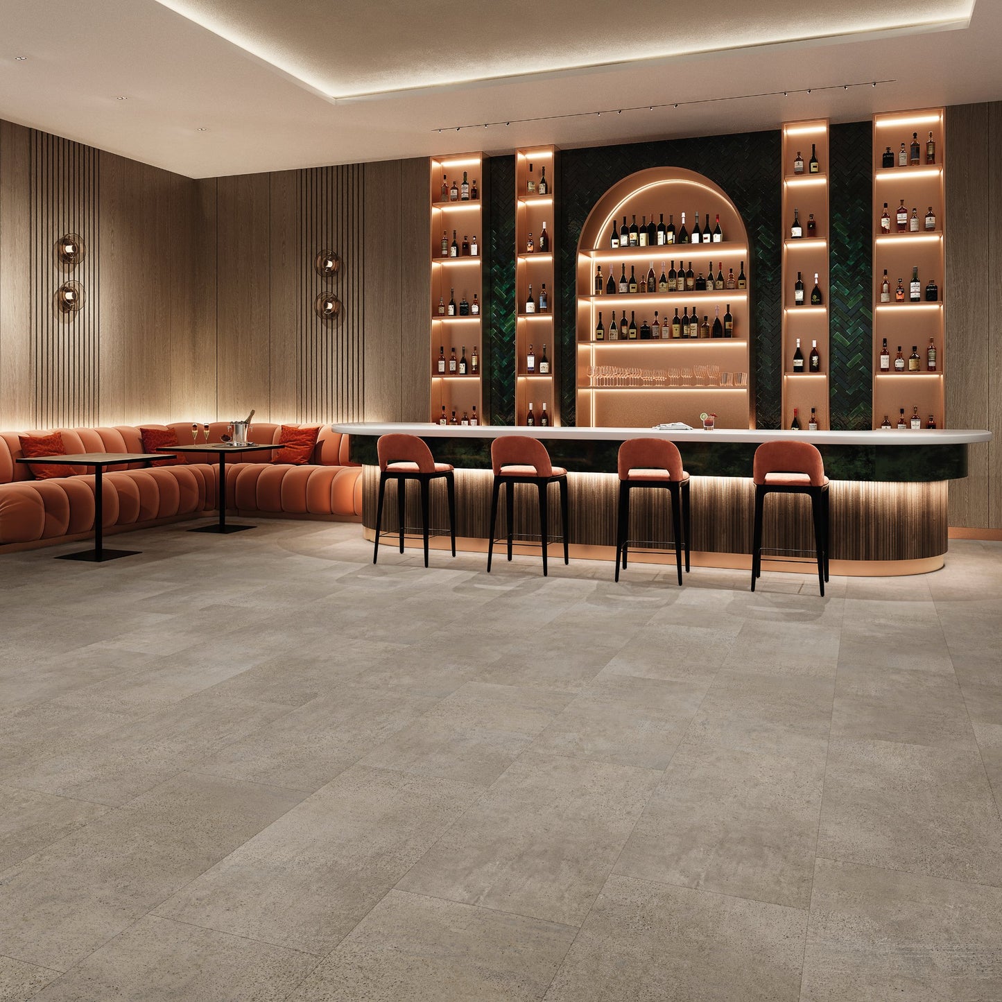 PVC vloer Tegel Penny Stone 5918 DB, sfeerimpressie interieur | Velora Floors