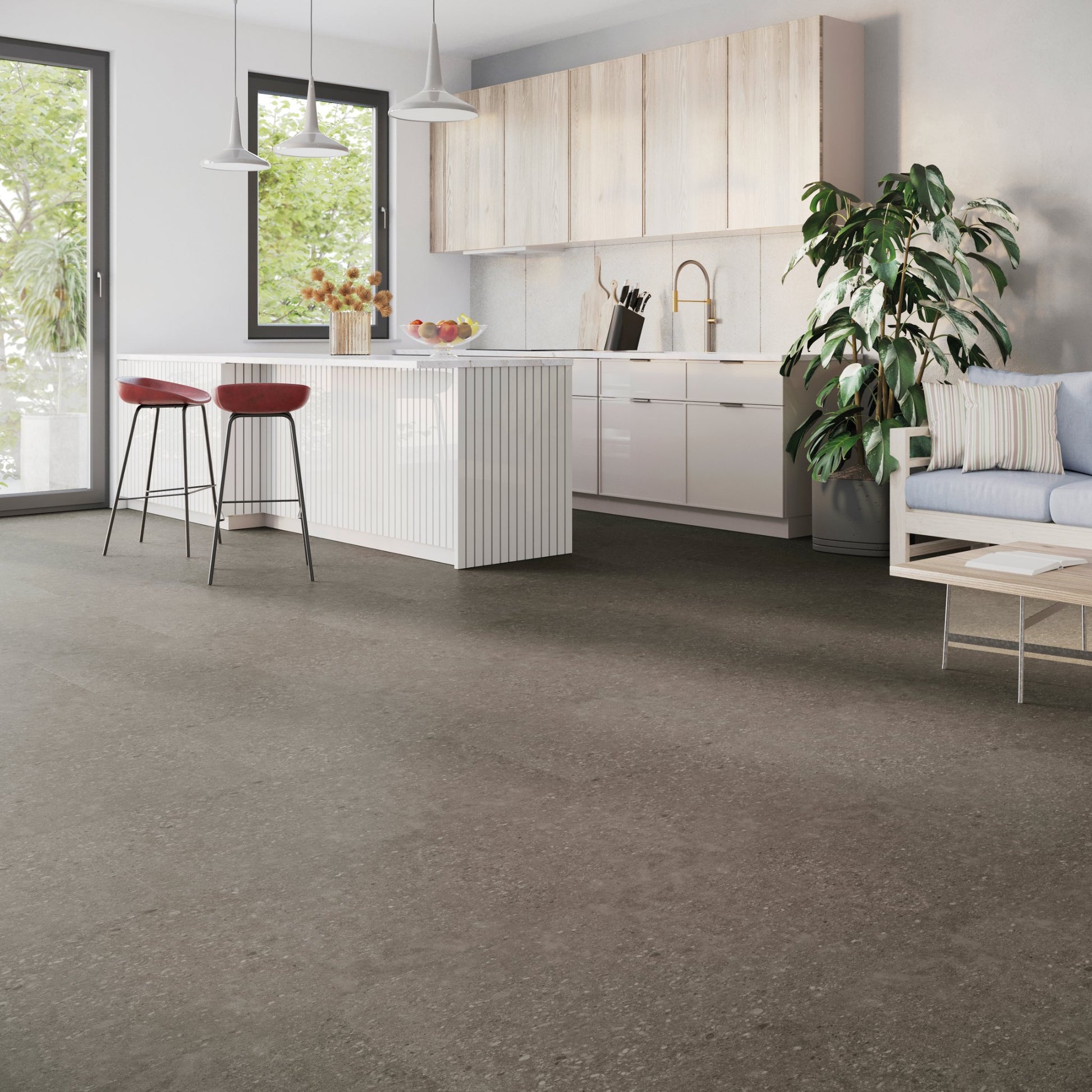 PVC vloer Tegel Venetian Wash 2886 DB – sfeerimpressie interieur | Velora Floors